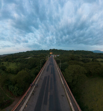 Cuscatlan bridge in El Salvador , freeway, street and sky 