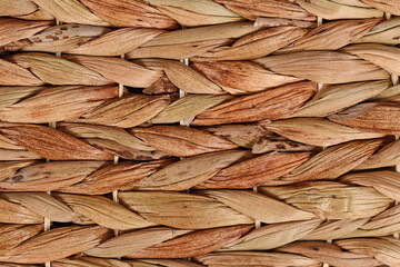 Close up of wicker basket made from natural material