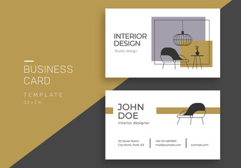 Business Card  Layout with Interior Design