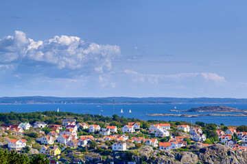 Naklejka premium Beautiful view of downtown Stryrsö from Stora Rös in west coast of sweden