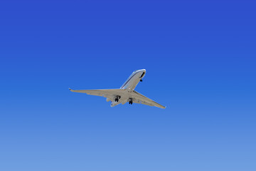 Private jet airplane coming in for a landing