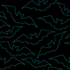 Halloween grunge seamless pattern with flying bats