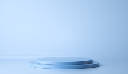 Podium on blue for product presentation. 3d rendering