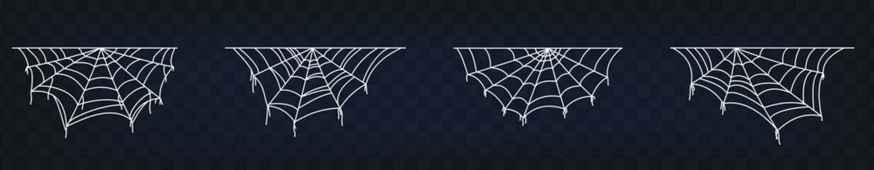 Set of spider web symbols, realistic spiderweb.