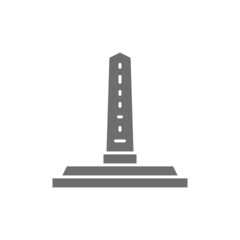 Egyptian obelisks, ancient column grey icon. Isolated on white background
