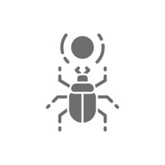 Egyptian scarab, beetle, sacred bug grey icon.