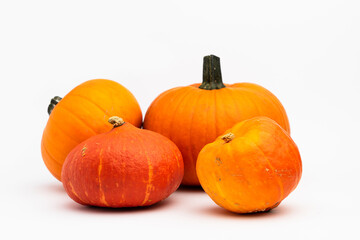 Yellow pumpkins isolated on white background