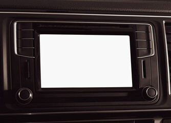 Fototapeta na wymiar Closeup view of dashboard with navigation system in modern car