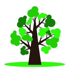 Obraz premium flat doodle picture of green tree