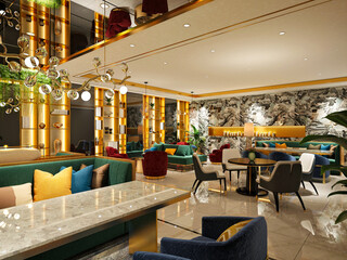 3d render of restaurant interior