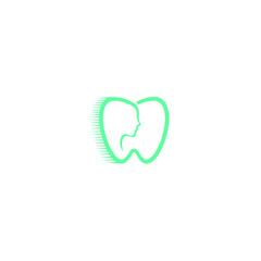 Desain logo wajah, bentuk gigi gigi gigi dokter gigi dan siluet wajah kecantikan wanita.

