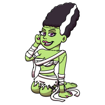 Cute Bride Of Frankenstein Cartoon 