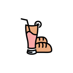 Juice and bun burger icon vector