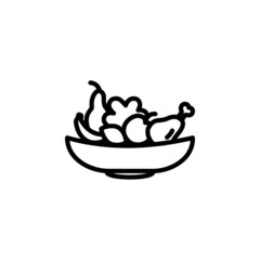 Vegetables and chicken bowl icon vector