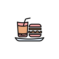 Drinks juice and burger icon vector