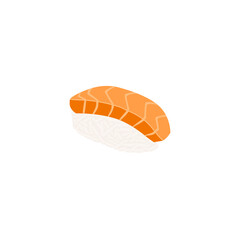 Nigiri sushi vector illustration on white background isolated, crude salmon and rice, japanese food, removable background, transparent background