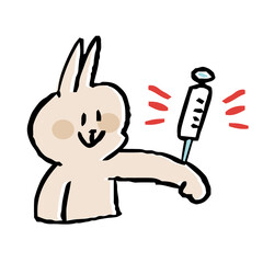 ワクチン注射を打つうさぎのイラスト