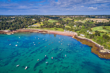 Fototapeta premium Aerial drone image of St Catherines Bay, Jersey CI