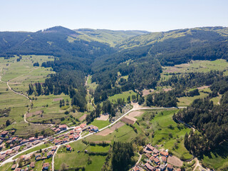 Fototapeta na wymiar Aerial view of historical town of Koprivshtitsa, Bulgaria