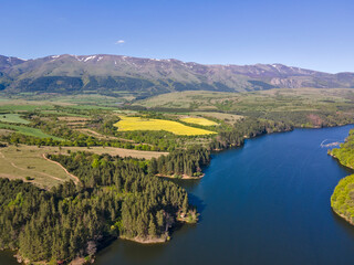 Aerial view of Dushantsi Reservoir, Bulgaria