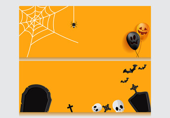 Illustration of vector graphic set of hallowen website banner