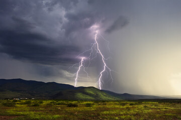 Lightning storm over a mountain