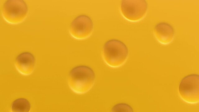 Moving Cheese holes. Realistic cheesy motion background. Seamlles loop.