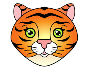 Tiger - symbol of 2022 - vector full color illustration. Head of a cute little tiger, cute face for cards and banners