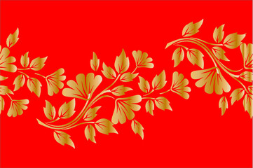 Floral ornament, with golden color on red base, which is very exclusive