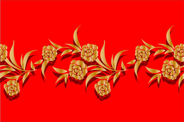 Floral ornament, with golden color on red base, which is very exclusive