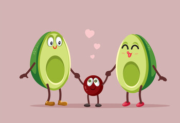 Funny Avocado Family Vector Cartoon Illustration