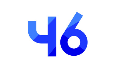 46 Number Modern Flat Blue Logo