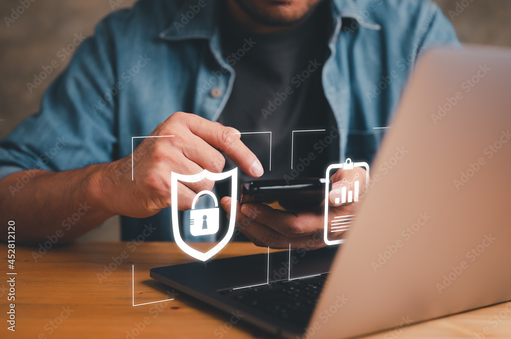 Aufkleber Concept of cyber security, information security and encryption, secure access to user's personal information, secure Internet access, cybersecurity.