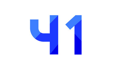 41 Number Modern Flat Blue Logo