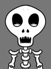 cute skull cartoon on gray background
