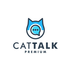 Cat chat logo design animal head icon vector