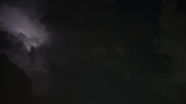 Lightning thunderstorm flash over the night sky, Lighting during storm at night phenomenal thunder, 4k resolution.