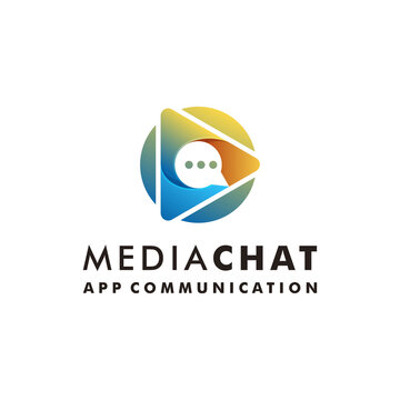 media chat logo design play message icon vector
