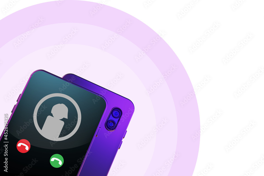 Poster incoming call on phone. simple incoming call interface. icon with man and call button in phone. plac