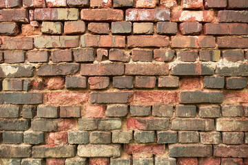 old red brick wall texture background.