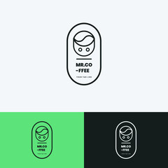 Vector stock logo, abstract sign of cafe, vector template of cafeteria and bistro. Illustration design of monoline, minimalistic, simple logotype coffee.