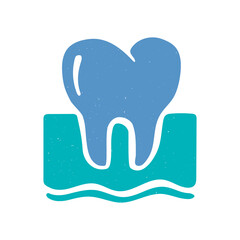Human tooth icon. Two-color dental symbol isolated on a white background. Vector flat hand drawn illustration
