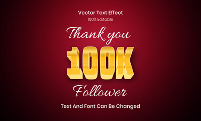 Editable 3d thank you 100k followers Gradient text style effect 

