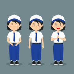 Indonesian Junior High School Character with Expression