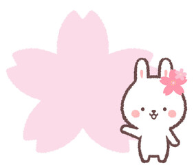 うさぎとサクラの花のフレーム