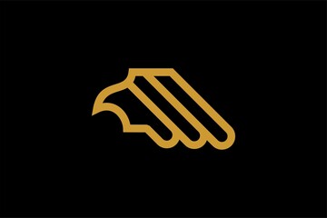 Eagle line logo design vector. Wild bird illustration symbol. Gold eagle outline vector icon.