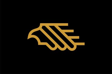 Eagle line logo design vector. Wild bird illustration symbol. Gold eagle outline vector icon.
