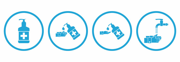 hand sanitizer, hand washing icon set vector sign symbol