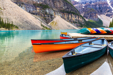 Canoes on Lake Moraine, Banff