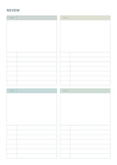Note, scheduler, diary, calendar planner document template illustration. Review form.